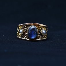 画像6: 18ct,サファイア・パールリング (6)