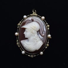 画像7: 14ct,ストーンカメオブローチ・ペンダント (7)