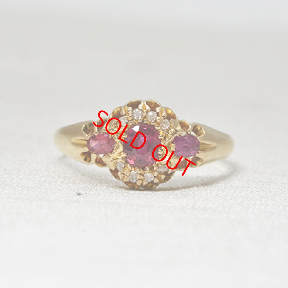 画像1: 18ct,ルビー・ダイヤモンドリング (1)