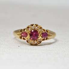 画像1: 18ct,ルビー・ダイヤモンドリング (1)