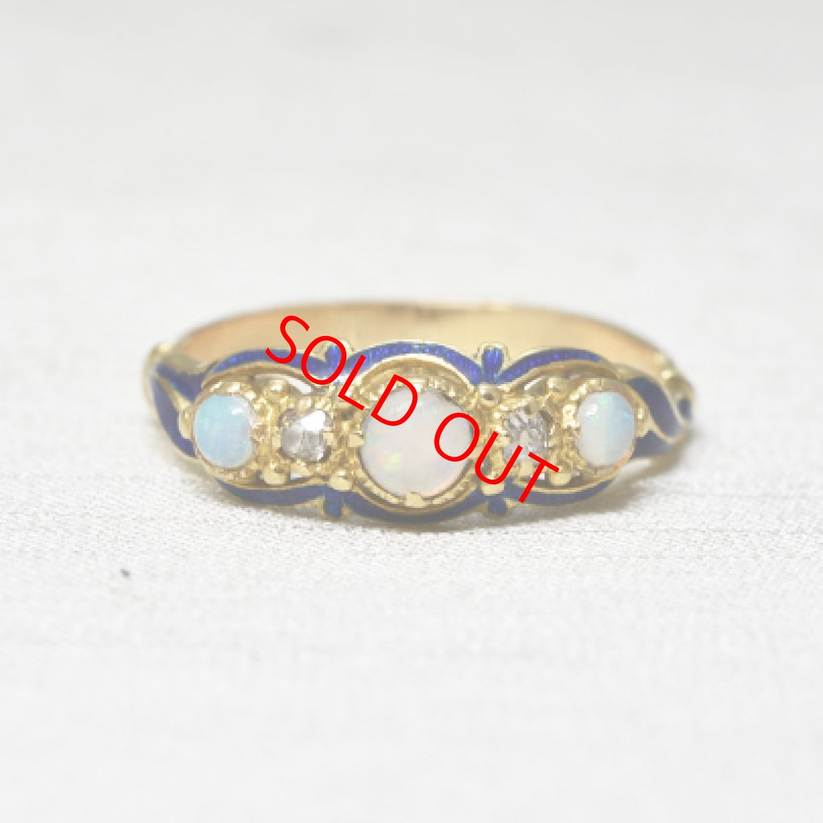 画像1: Sold ゴールド・オパール・ダイヤモンドリング (1)