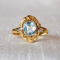 画像1: sold 18ct.アクアマリン・ダイヤモンドリング (1)