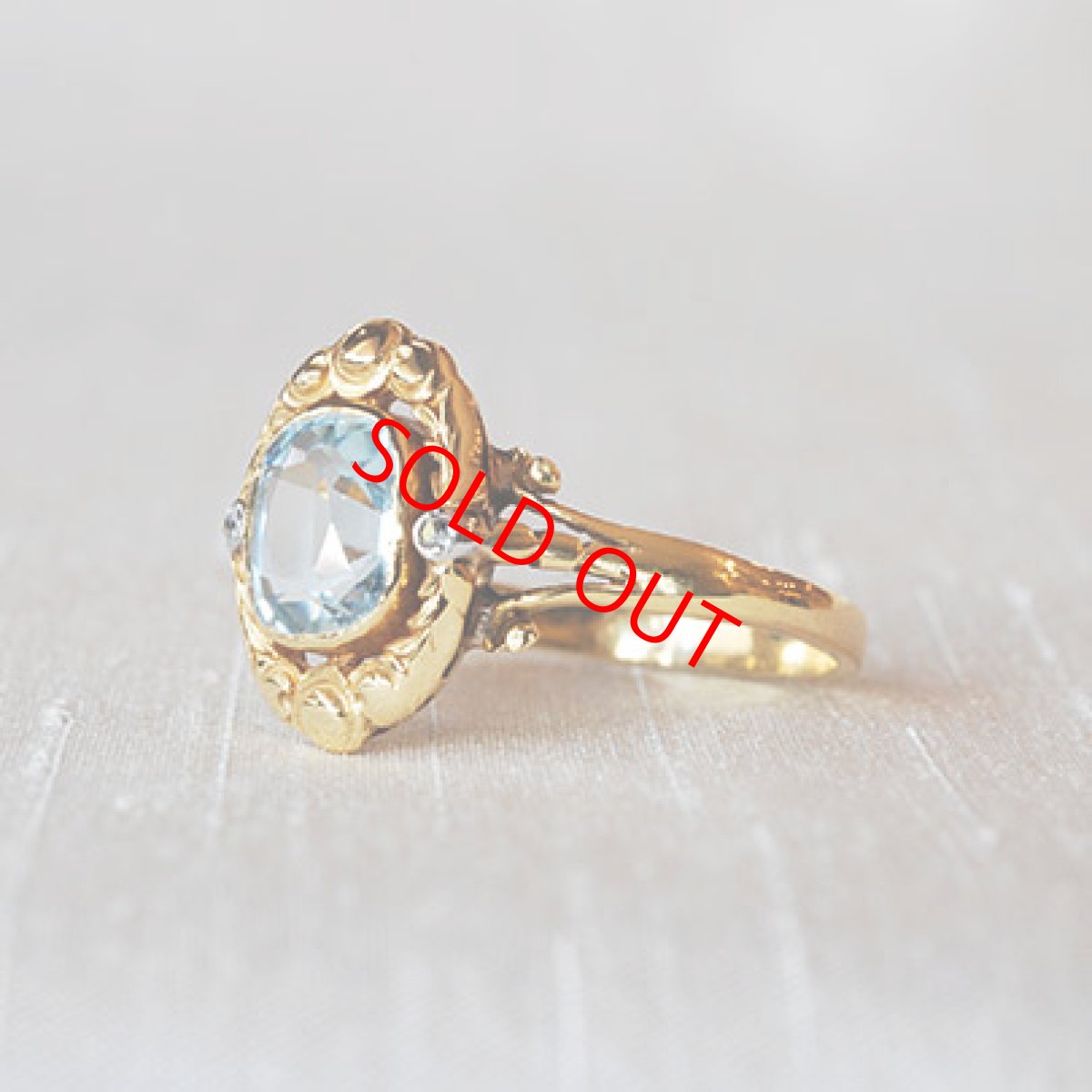 画像2: sold 18ct.アクアマリン・ダイヤモンドリング (2)