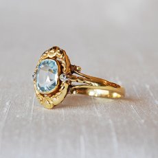 画像2: sold 18ct.アクアマリン・ダイヤモンドリング (2)