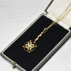 画像7: ゴールド・パール・ターコイズペンダント (7)