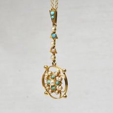 画像2: ゴールド・パール・ターコイズペンダント (2)