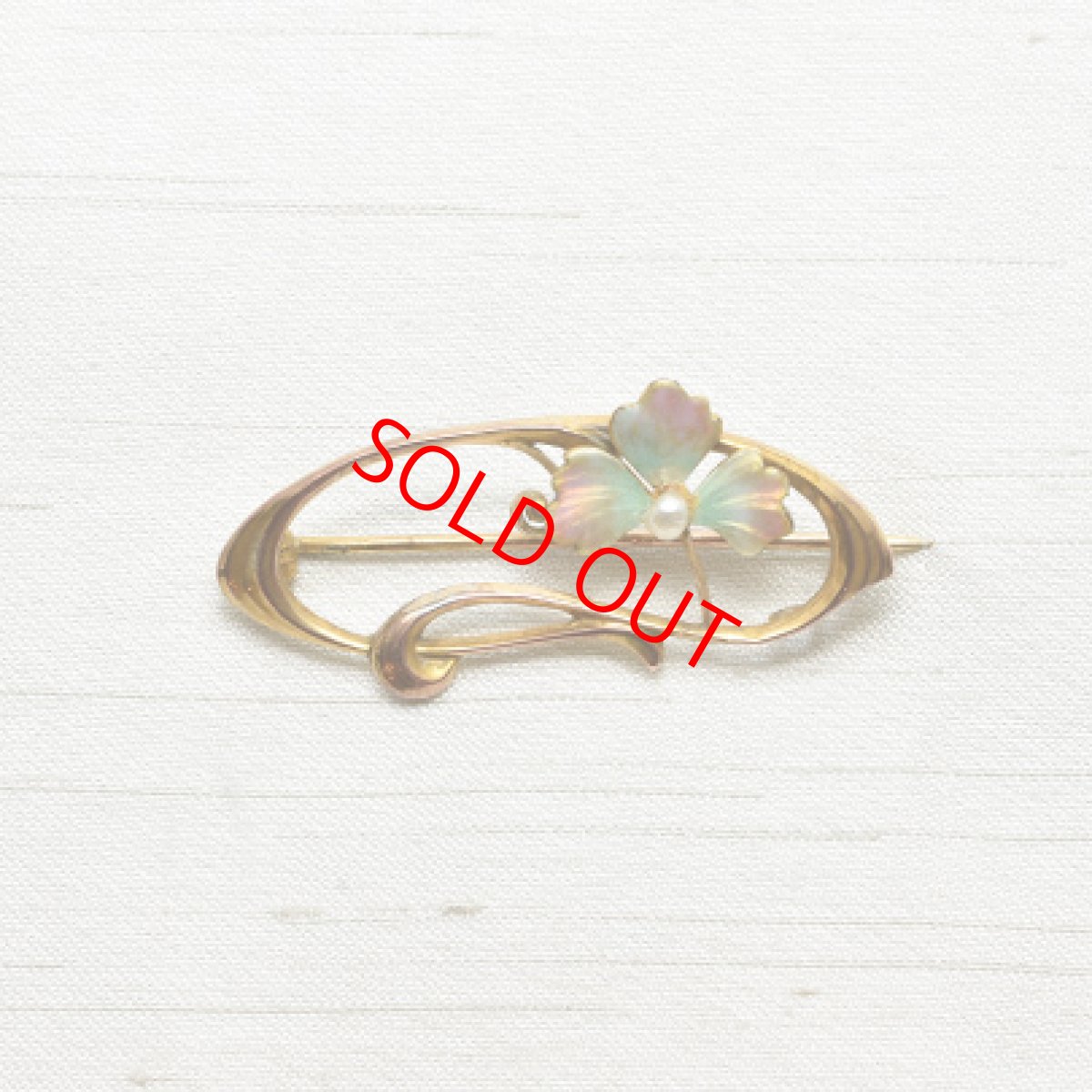 画像1: Sold 9ct.パールマットエナメルブローチ (1)
