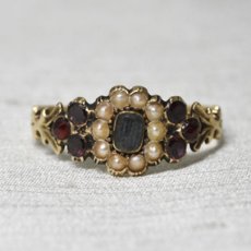 画像1: ゴールド・パール・ガーネットリング (1)