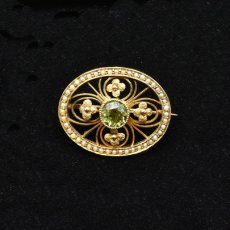 画像4: 15ct,ペリドット・パールブローチ (4)