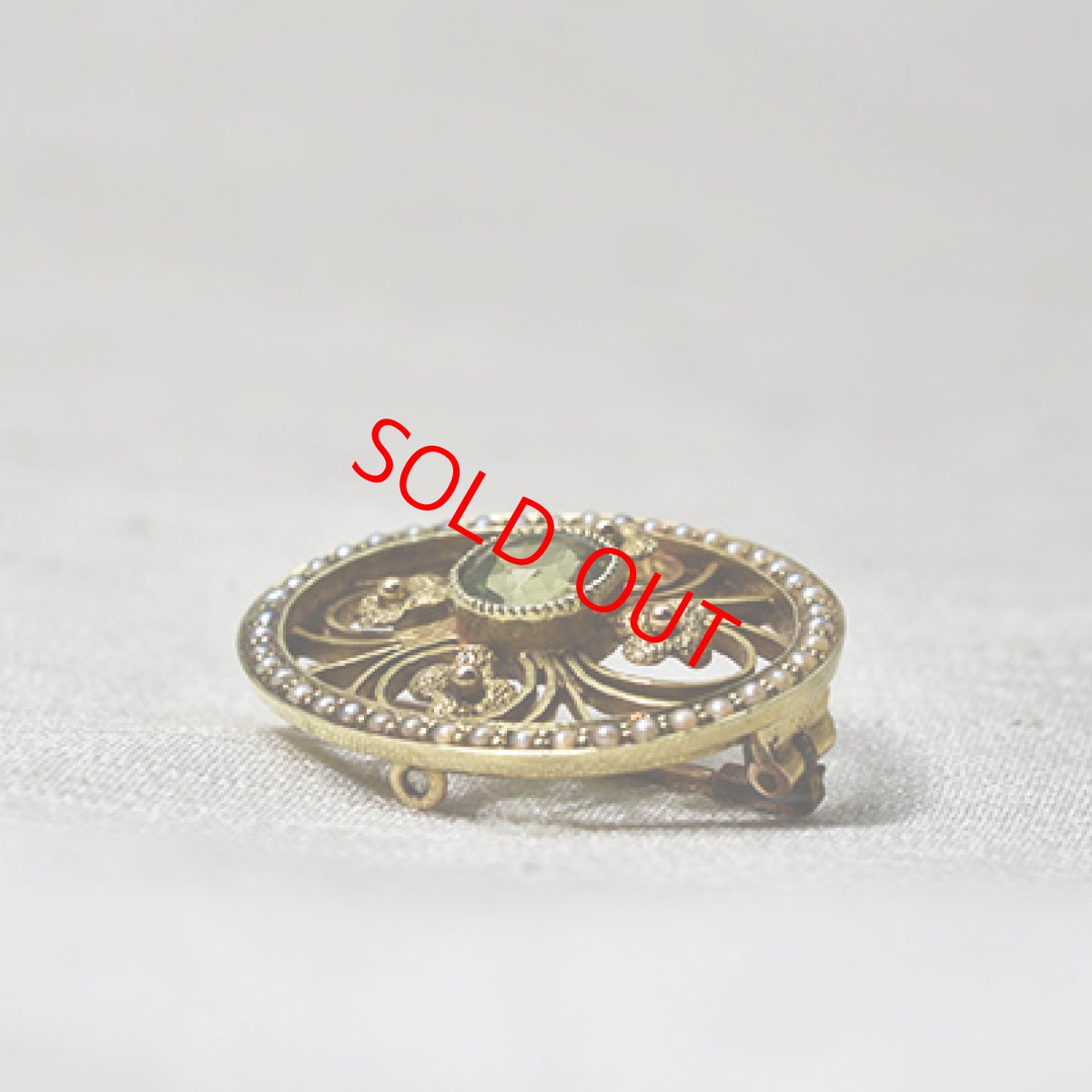 画像3: 15ct,ペリドット・パールブローチ (3)