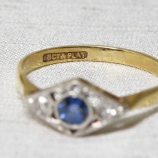 画像6: Sold 18ct,pt・サファイア・ダイヤモンドリング (6)