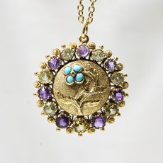 画像1: 19ct,アメシスト・レモンクォーツ・ターコイズペンダント (1)