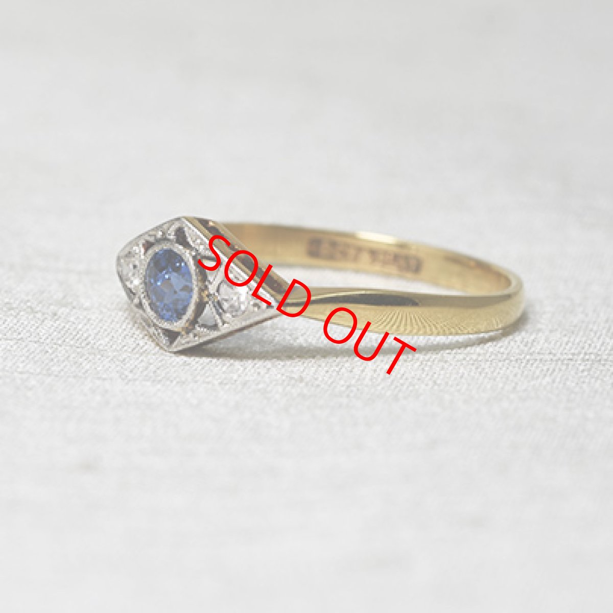 画像2: Sold 18ct,pt・サファイア・ダイヤモンドリング (2)