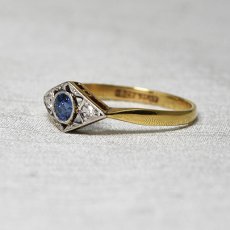 画像2: Sold 18ct,pt・サファイア・ダイヤモンドリング (2)