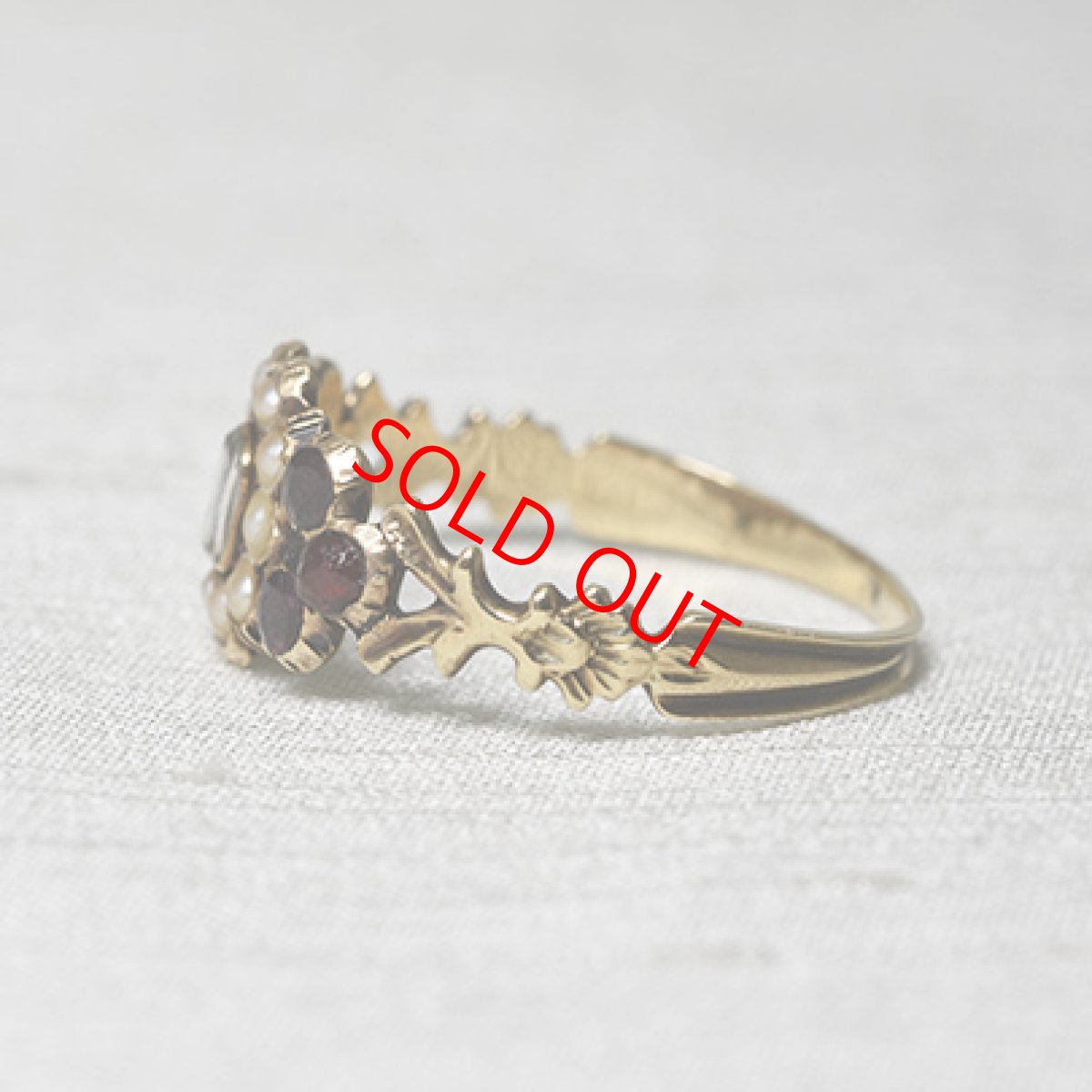 画像3: ゴールド・パール・ガーネットリング (3)