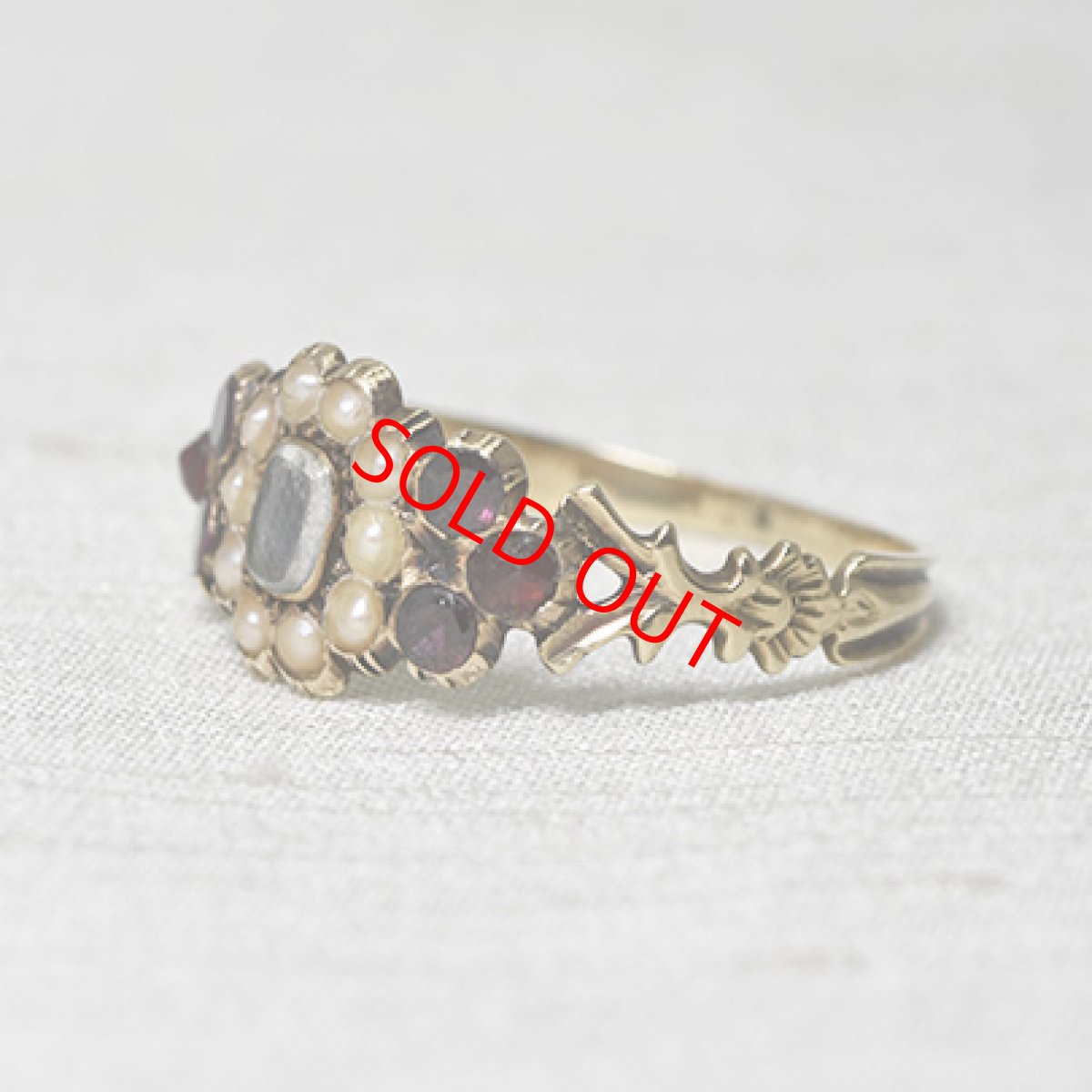 画像2: ゴールド・パール・ガーネットリング (2)