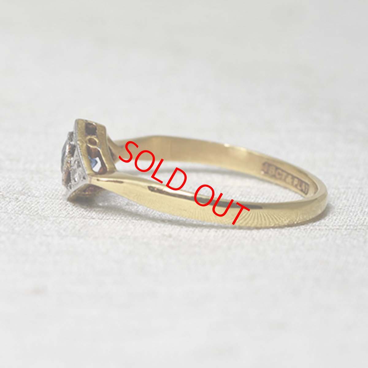 画像3: Sold 18ct,pt・サファイア・ダイヤモンドリング (3)