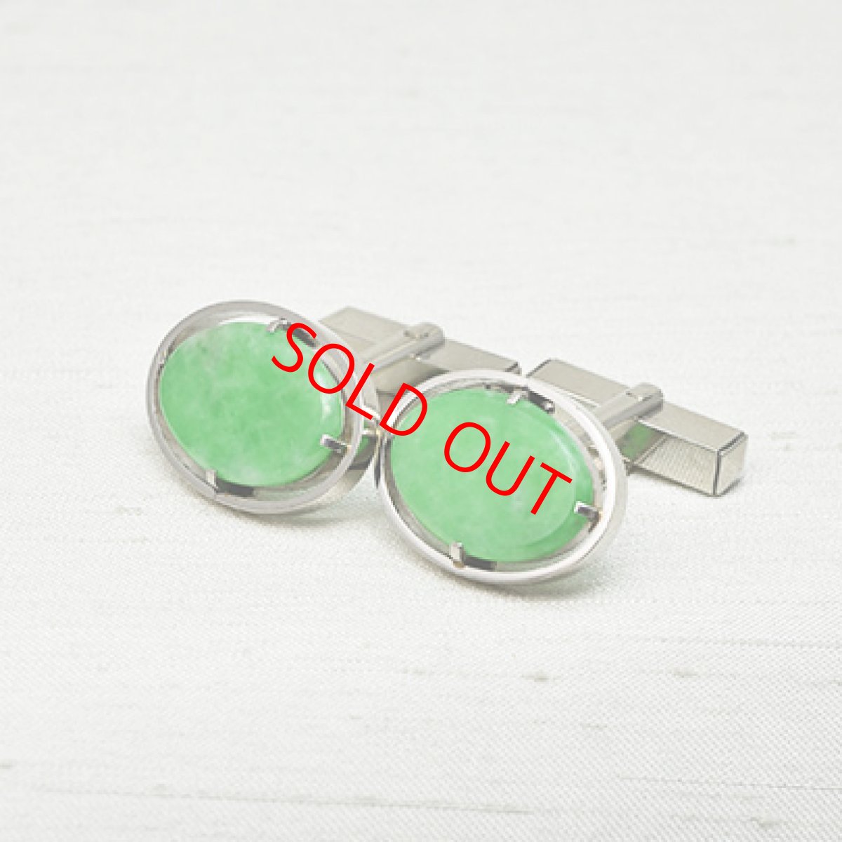 画像1: Sold Pt.翡翠カフリンクス (1)