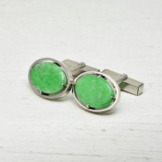 画像1: Sold Pt.翡翠カフリンクス (1)