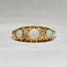 画像1: 18ct,オパール・ダイヤモンドリング Sold (1)