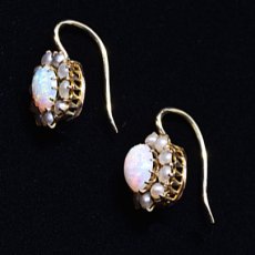 画像5: ゴールド・オパール・パールイヤリング (5)