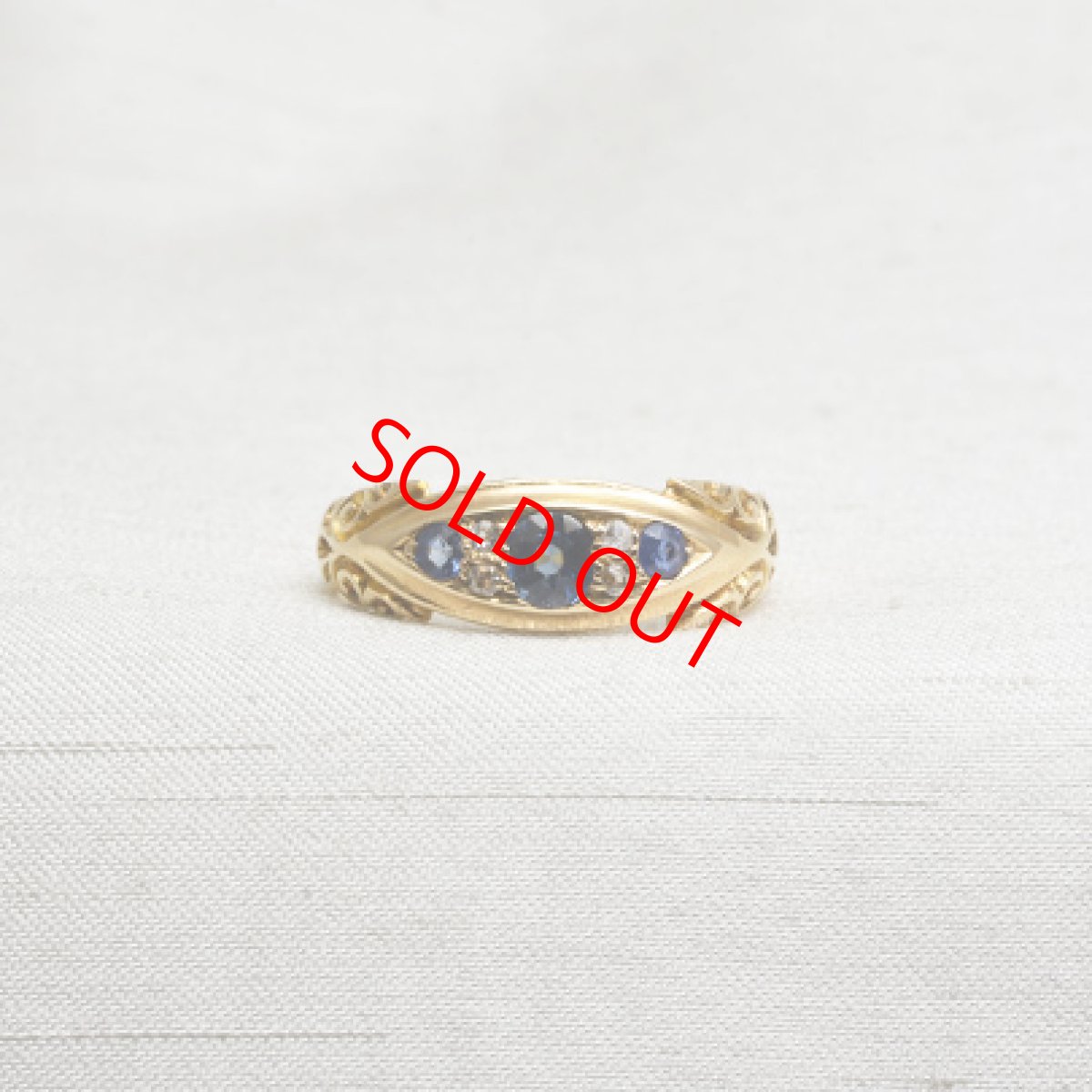 画像1: Slod 18ct.サファイアダイヤモンドリング (1)