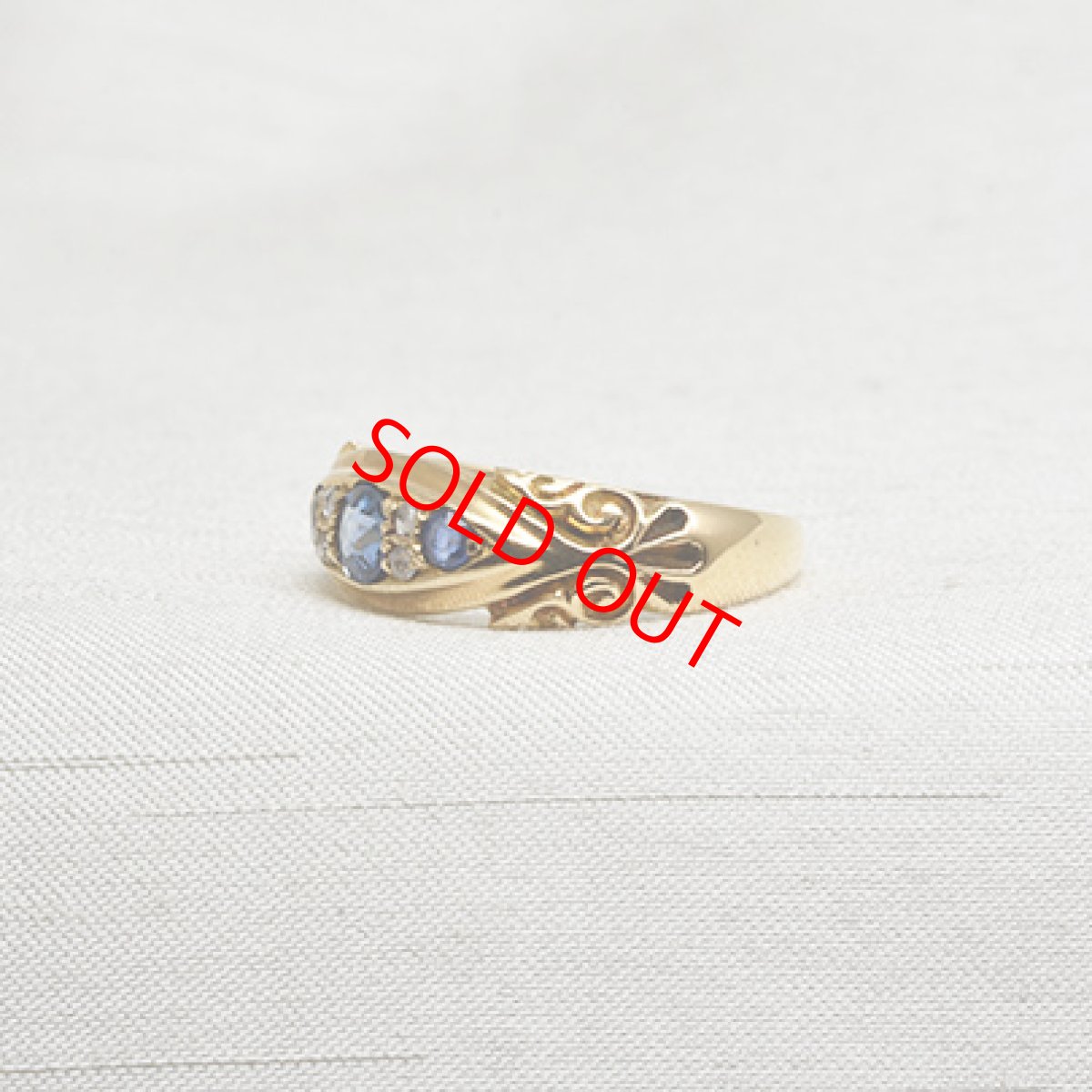 画像2: Slod 18ct.サファイアダイヤモンドリング (2)