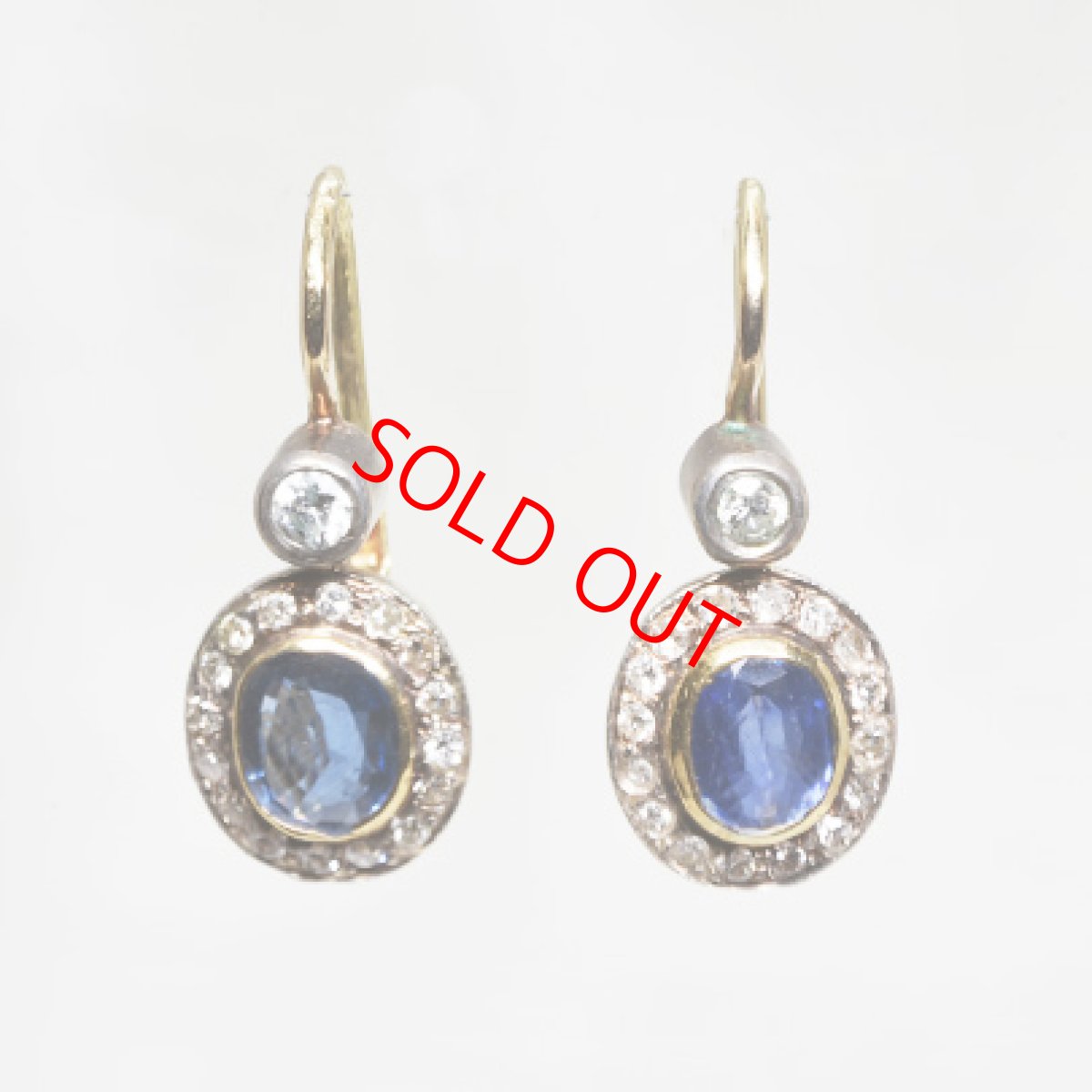 画像1: Sold 18ct.sv.サファイアダイヤモンドイヤリング (1)
