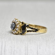 画像2: Sold 18ct.エナメル パール オニキス カメオリング (2)