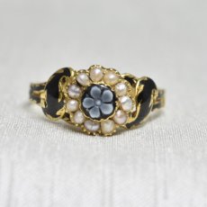 画像1: Sold 18ct.エナメル パール オニキス カメオリング (1)