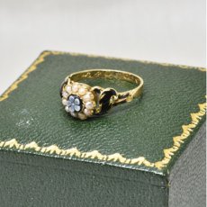 画像8: Sold 18ct.エナメル パール オニキス カメオリング (8)