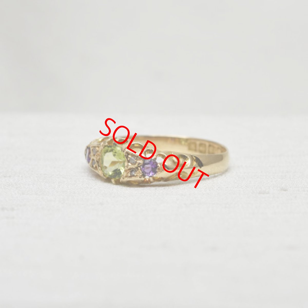 画像2: Sold 18ct.ペリドット アメシスト ダイヤモンド リング (2)