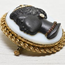 画像3: Sold メタル.グラス ブラッカムーアカメオ　ダイヤモンド ガーネットブローチ (3)