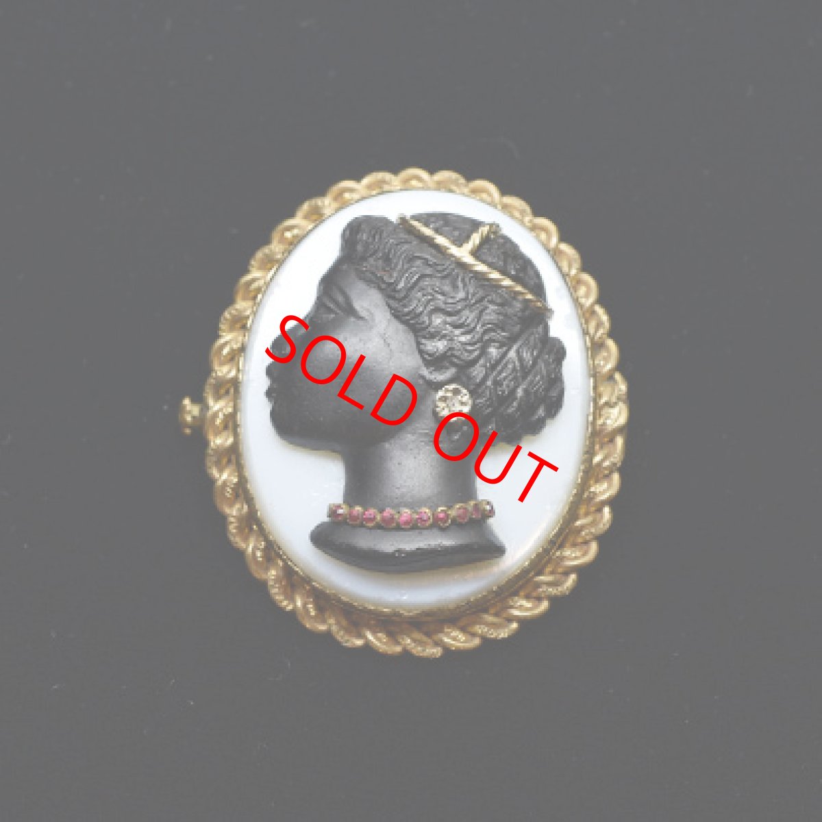 画像6: Sold メタル.グラス ブラッカムーアカメオ　ダイヤモンド ガーネットブローチ (6)