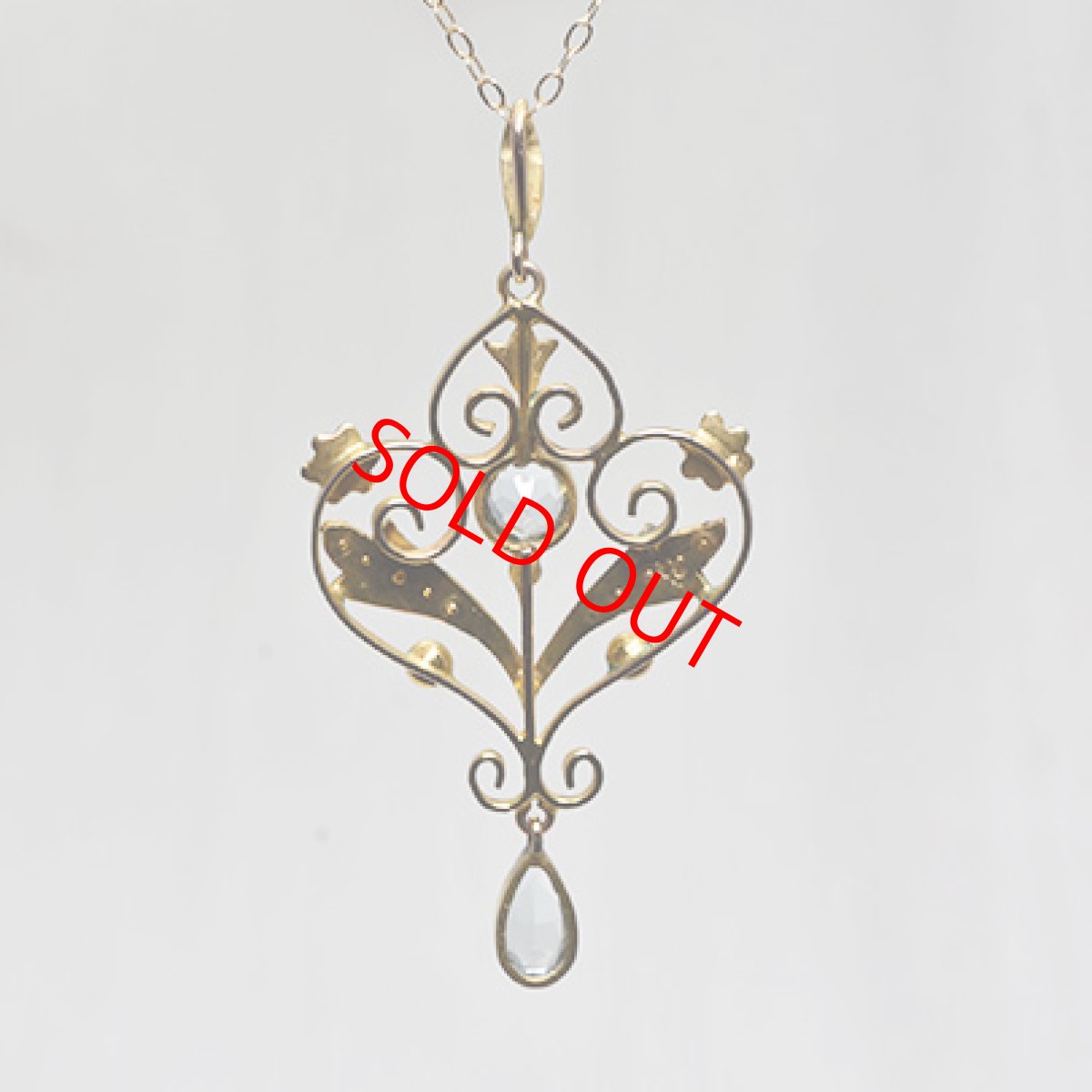 画像2: Sold G.アクアマリン パールペンダント (2)