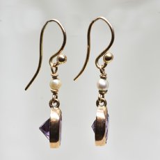 画像2: Sold G.アメシスト パールイヤリング (2)