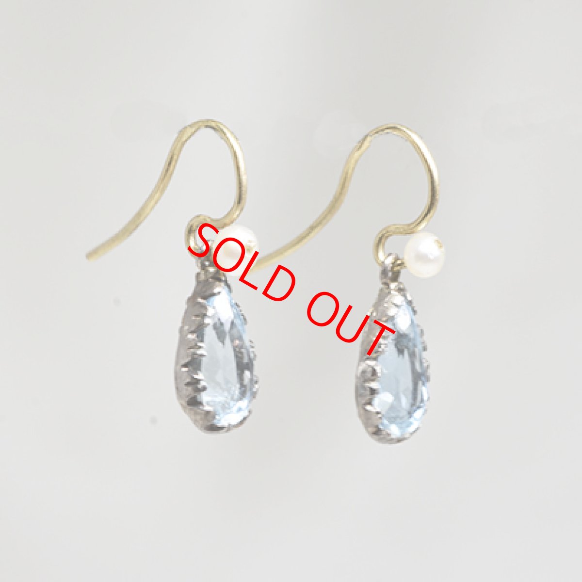 画像4: Sold ゴールド・アクアマリン・パールイヤリング (4)