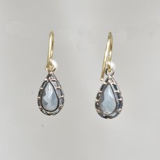 画像3: Sold ゴールド・アクアマリン・パールイヤリング (3)