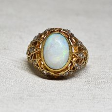画像1: 18ct.オパールダイヤモンドリング (1)