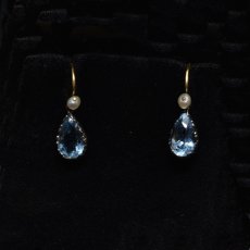 画像5: Sold ゴールド・アクアマリン・パールイヤリング (5)