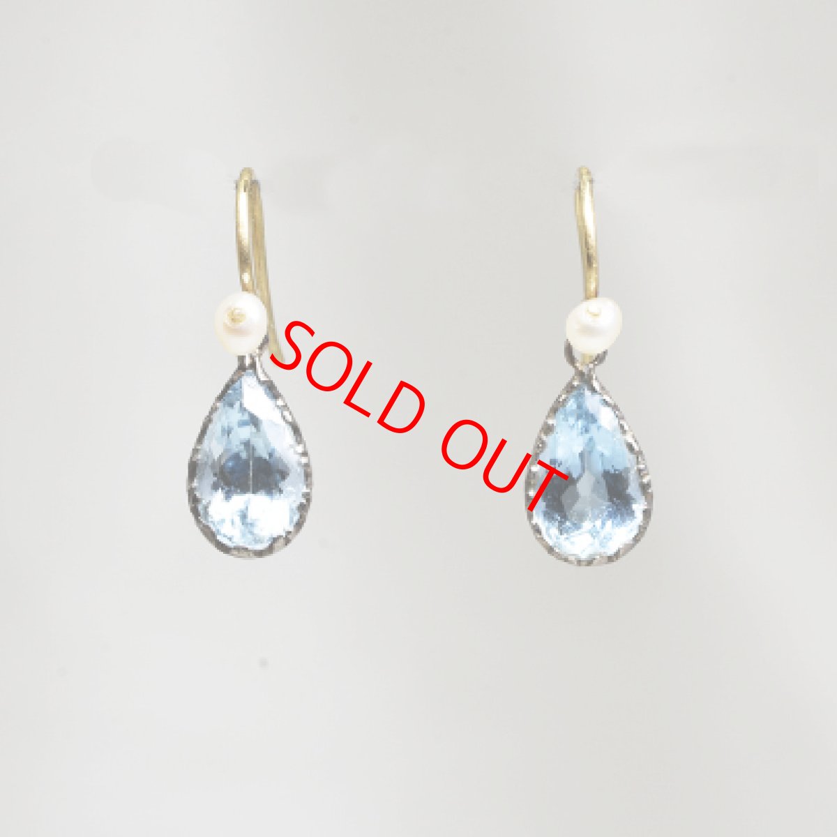 画像1: Sold ゴールド・アクアマリン・パールイヤリング (1)