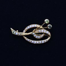 画像5: 9ct.ペリドット・パールブローチ (5)