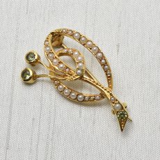 画像4: 9ct.ペリドット・パールブローチ (4)