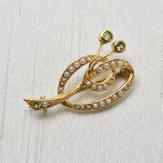 画像3: 9ct.ペリドット・パールブローチ (3)