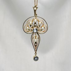 画像1: Sold 15ct,アクアマリン・パールペンダント　 (1)
