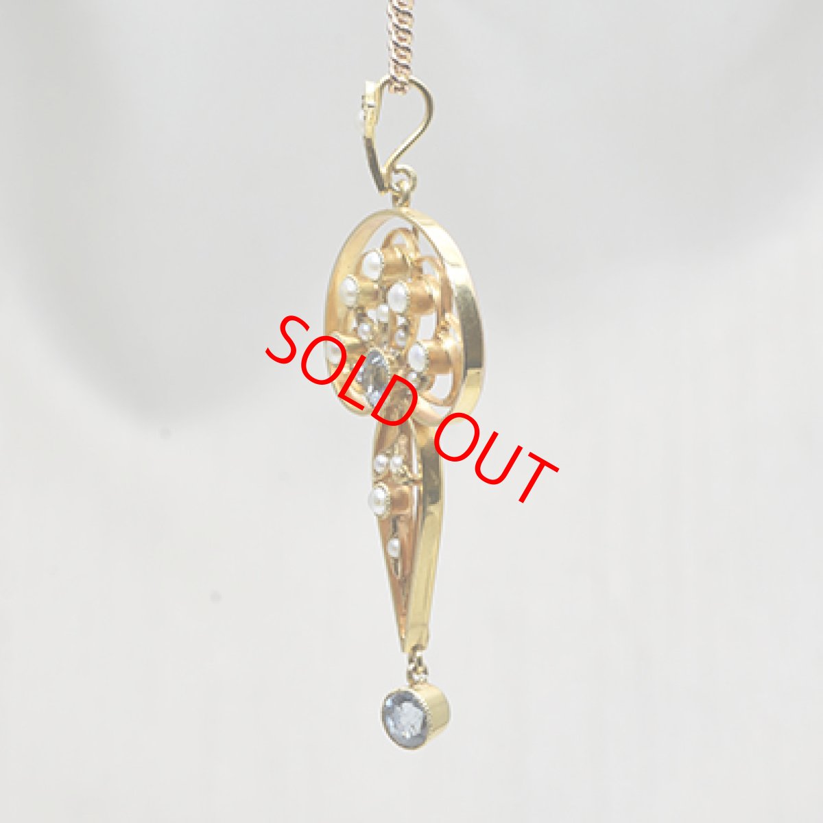 画像2: Sold 15ct,アクアマリン・パールペンダント　 (2)