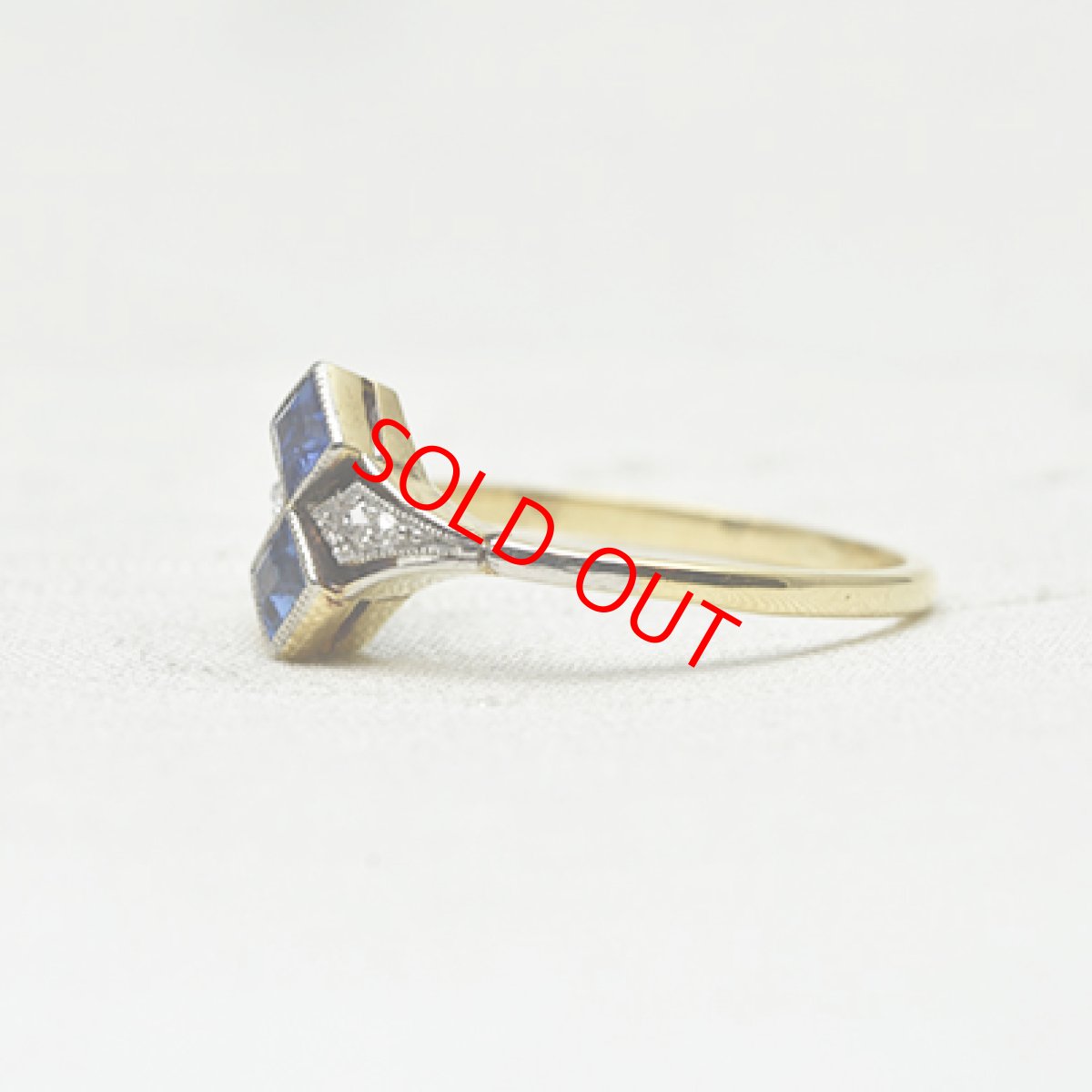 画像2: Sold １８ct.(Pt)サファイア　ダイヤモンドリング (2)