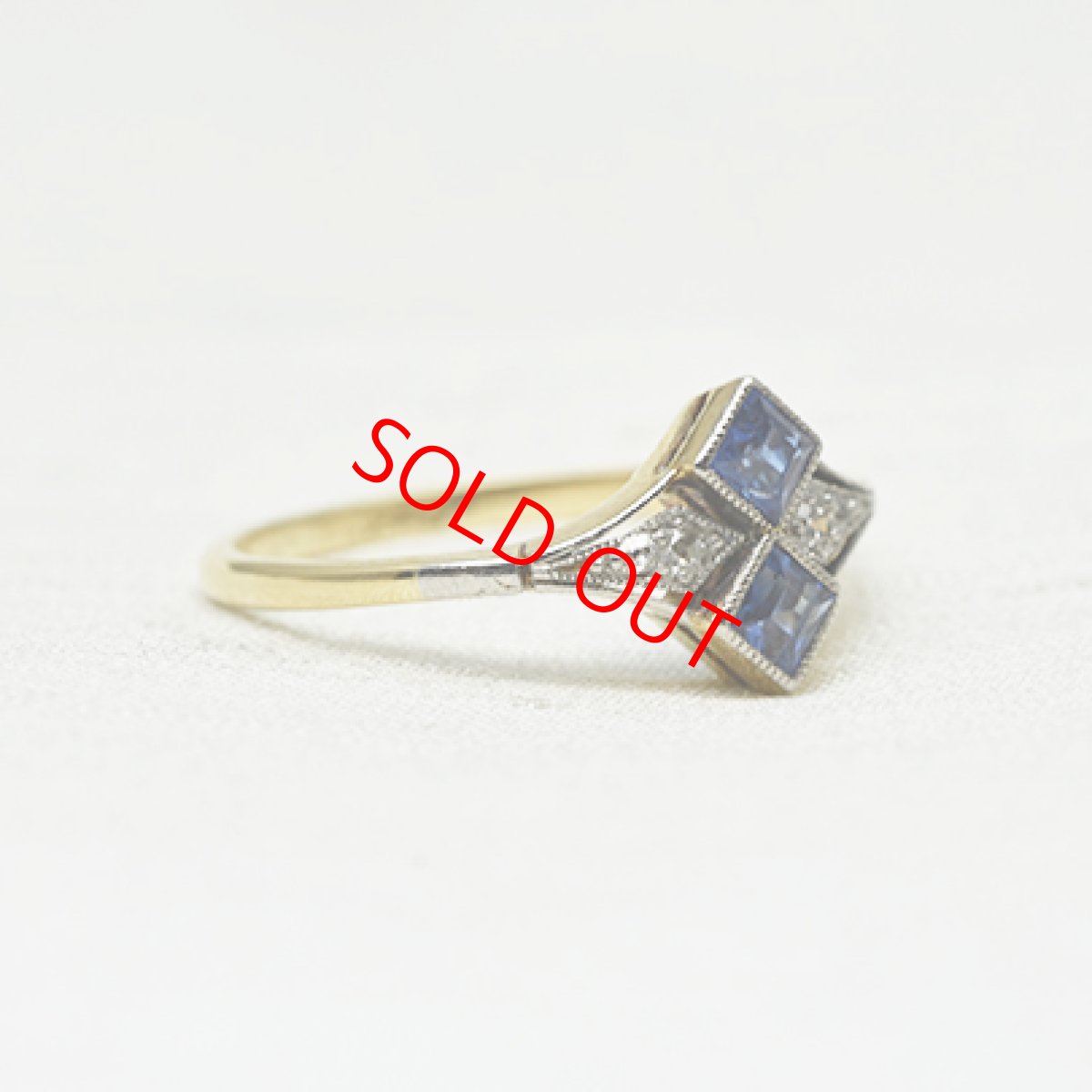 画像4: Sold １８ct.(Pt)サファイア　ダイヤモンドリング (4)