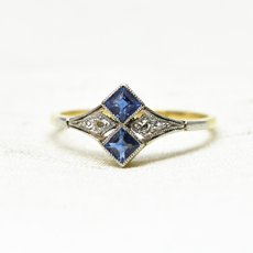 画像1: Sold １８ct.(Pt)サファイア　ダイヤモンドリング (1)
