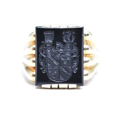 画像1: 14ct,オニキスインタリオリング (1)